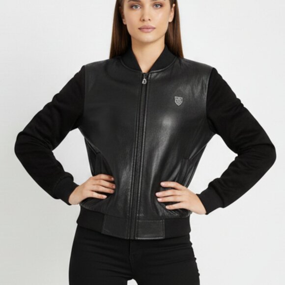 NWT F - COLLECTION leather and suede women's jacket ITALY EU L - Picture 1 of 10